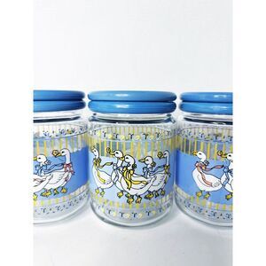 Vintage La Parfait France Winter Snow Geese Small Glass Jars With‎ Lids X 3